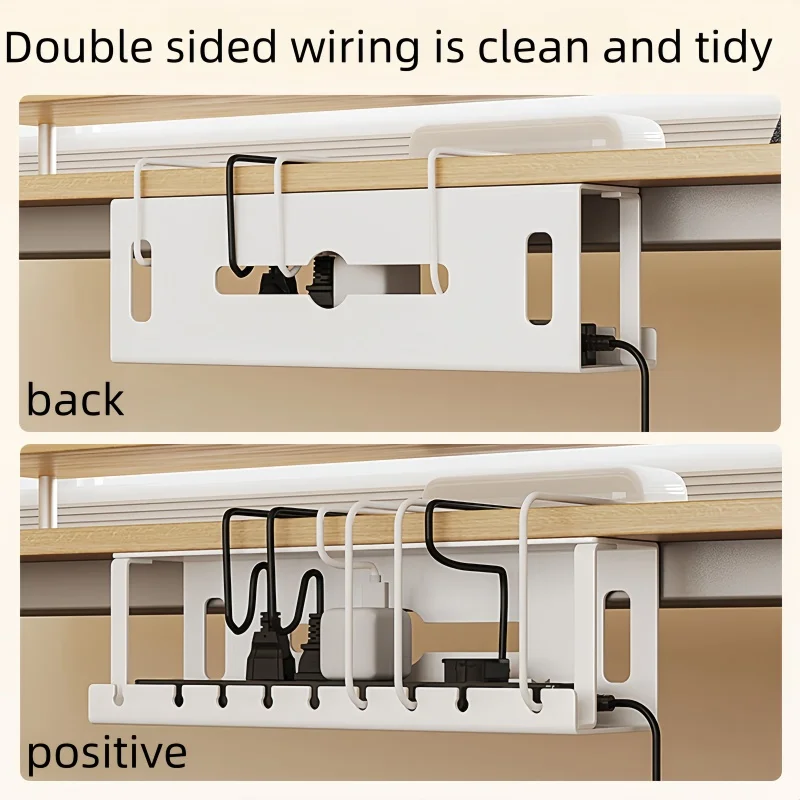 Cable Tray Under Desk - クランプ付きケーブル管理ケーブルトレイ、電源ストリップコードホルダー、頑丈で広々とした消耗品、穴あけなし、デスク下