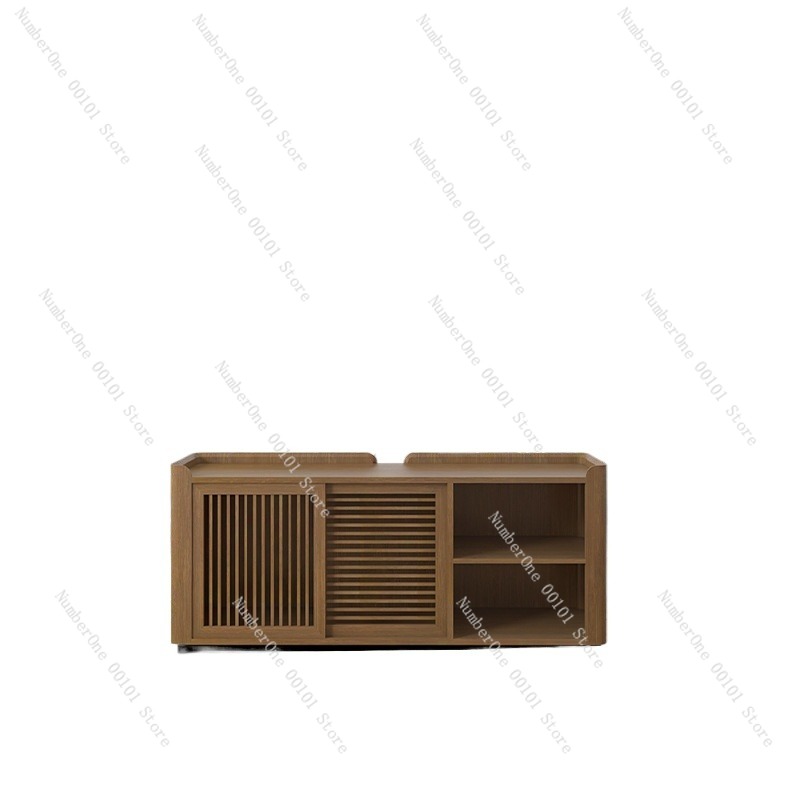 Credenza Office Storage - エレガントなオフィスエグゼクティブデスクサイドキャビネット、竹製ナチュラルカラー、北米産ウォールナット仕上げ、収納付きクレデンザ、マネージャー向け