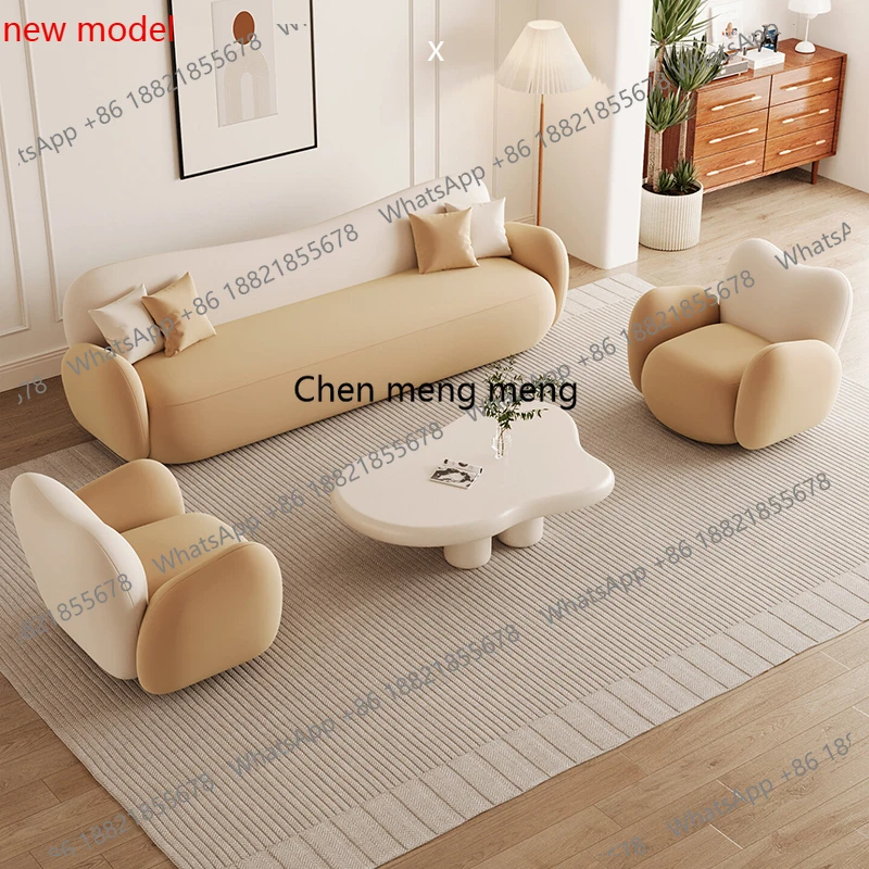 Office Furniture Store - AB03北欧クリームスタイル美容室ソファモダンデザイン衣料品店休憩エリア受付ソファホームステイ商業用家具