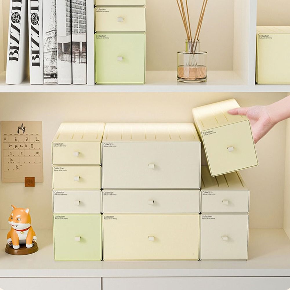 Office Furniture Filing Cabinets - カラフルなデスクトップ積み重ね可能なオーガナイザー引き出し、オフィスアクセサリー収納ボックス、化粧プラスチック容器、バスルーム収納