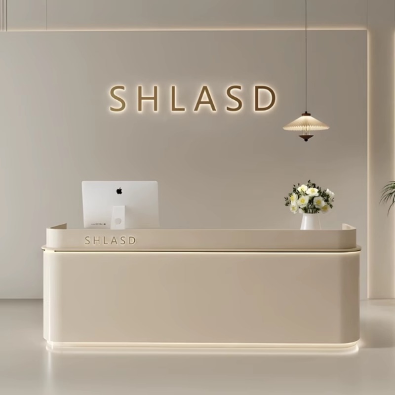 Office Furniture Center - フレンチクリームスタイル受付カウンター シンプルモダンホテル 美容室フロントカウンター 顧客相談センター オフィス家具 FYRD