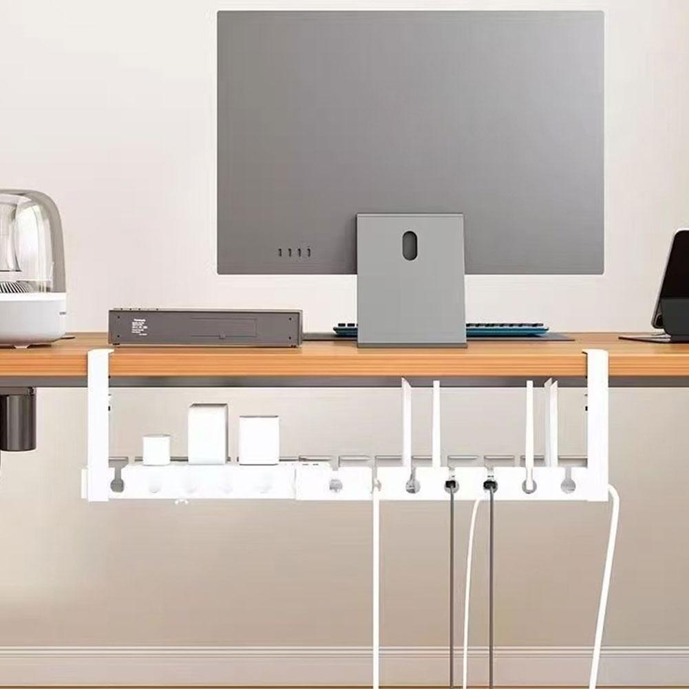 伸縮式デスク下ケーブル管理、穴あけ不要、金属製ケーブルトレイ - Cable Tray Under Desk のレビューと価格
