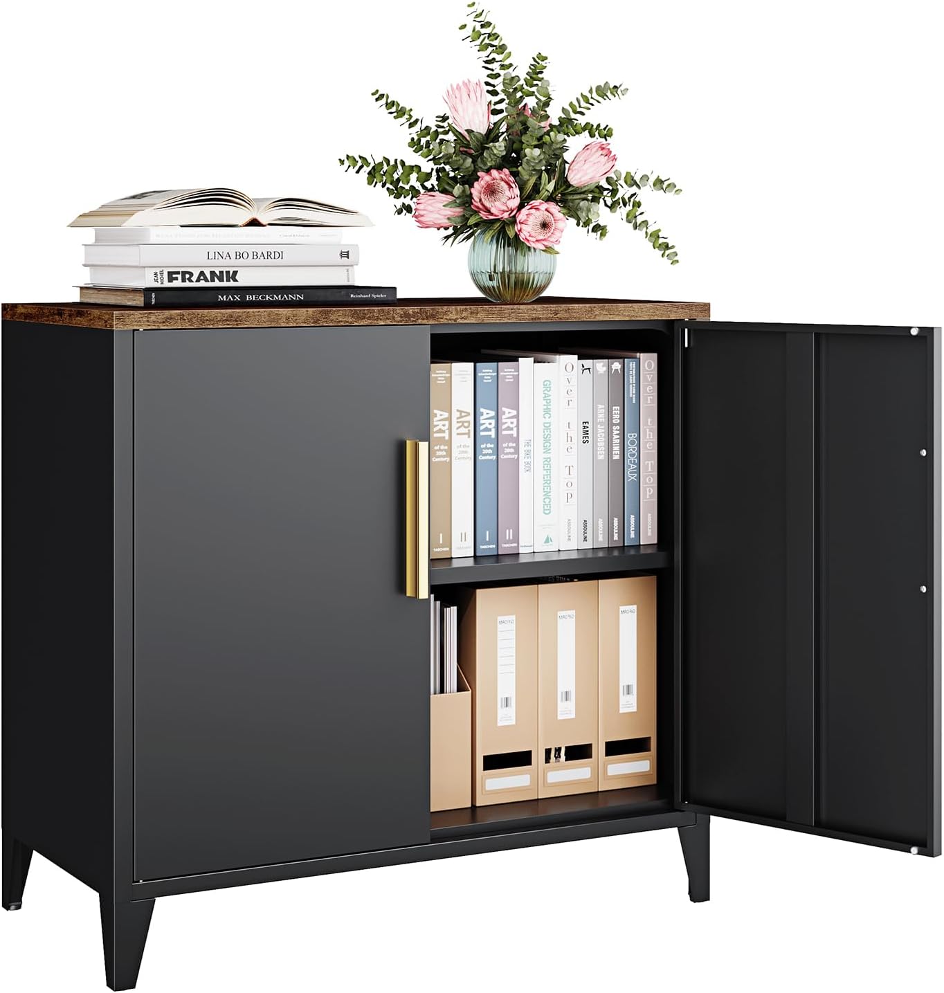 ドアと棚付きの金属製収納キャビネット、キッチン、ダイニング、 - Credenza Office Storage のレビューと価格