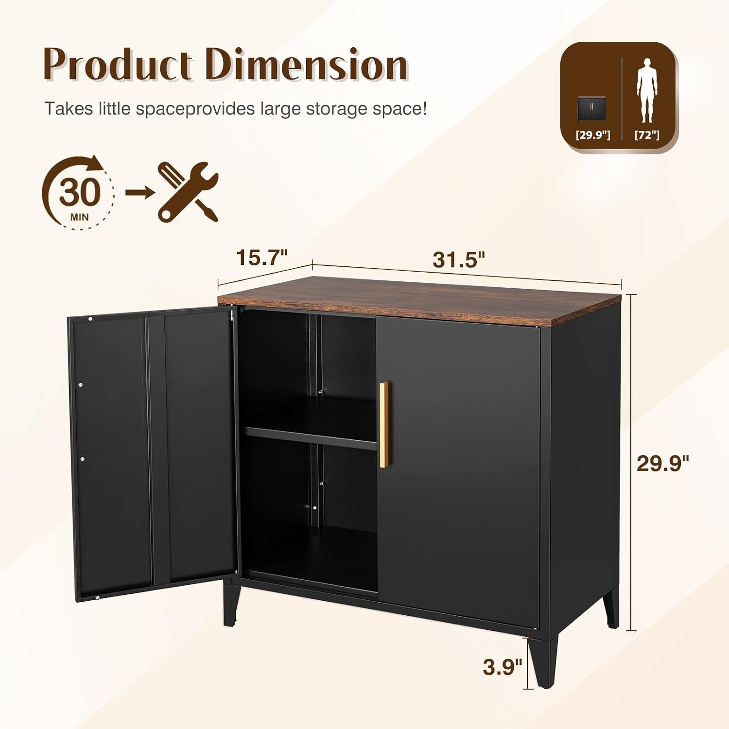 ドアと棚付きの金属製収納キャビネット、キッチン、ダイニング、 - Credenza Office Storage のレビューと価格