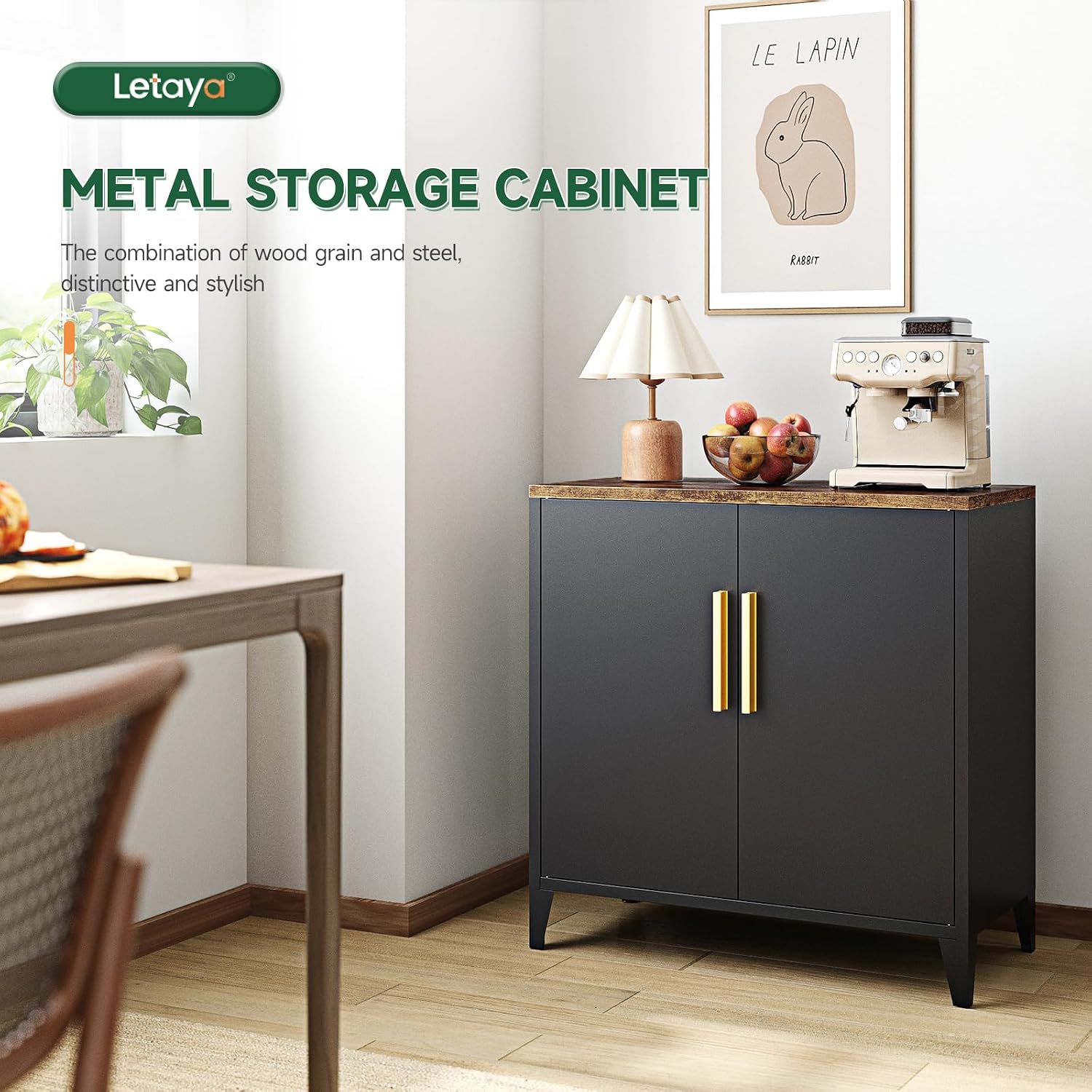ドアと棚付きの金属製収納キャビネット、キッチン、ダイニング、 - Credenza Office Storage のレビューと価格