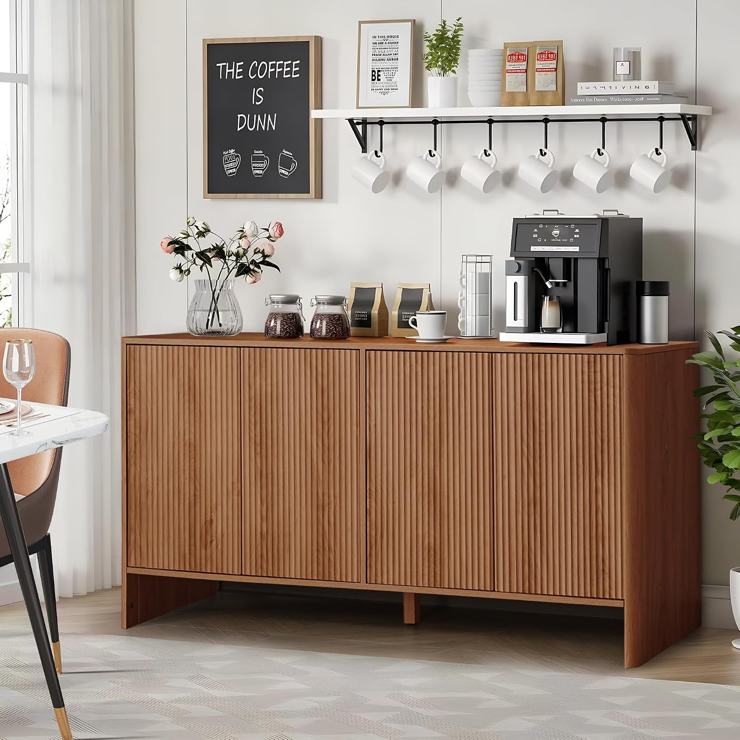クルミ材のサイドボードキャビネット。ミッドセンチュリー調の装 - Credenza Office Storage のレビューと価格
