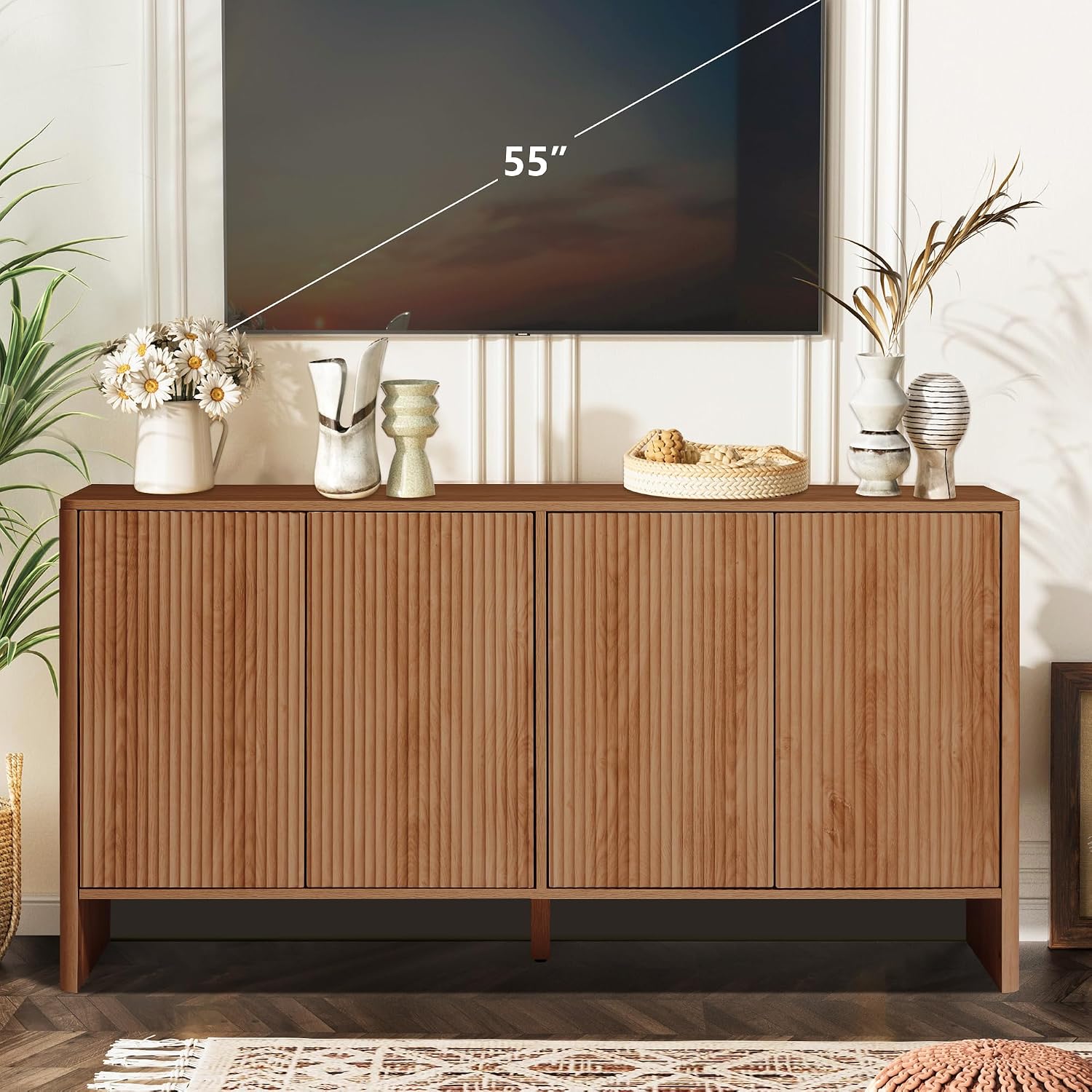 クルミ材のサイドボードキャビネット。ミッドセンチュリー調の装 - Credenza Office Storage のレビューと価格