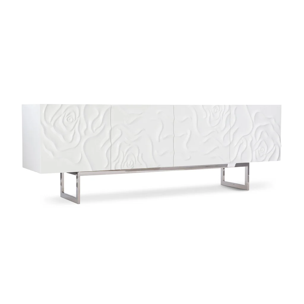 モダンなリビングルーム家具、白いバラのエンボス加工収納キャビ - Credenza Office Storage のレビューと価格
