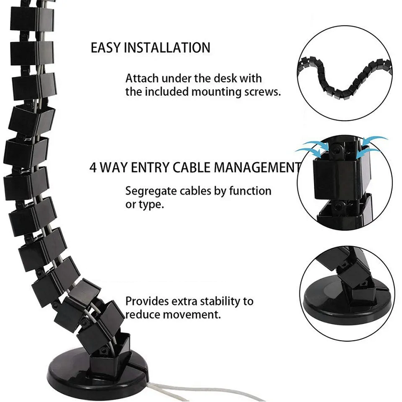 ワイヤースパインケーブルスリーブ、デスク下ケーブルトレイ、ワ - Cable Tray Under Desk のレビューと価格