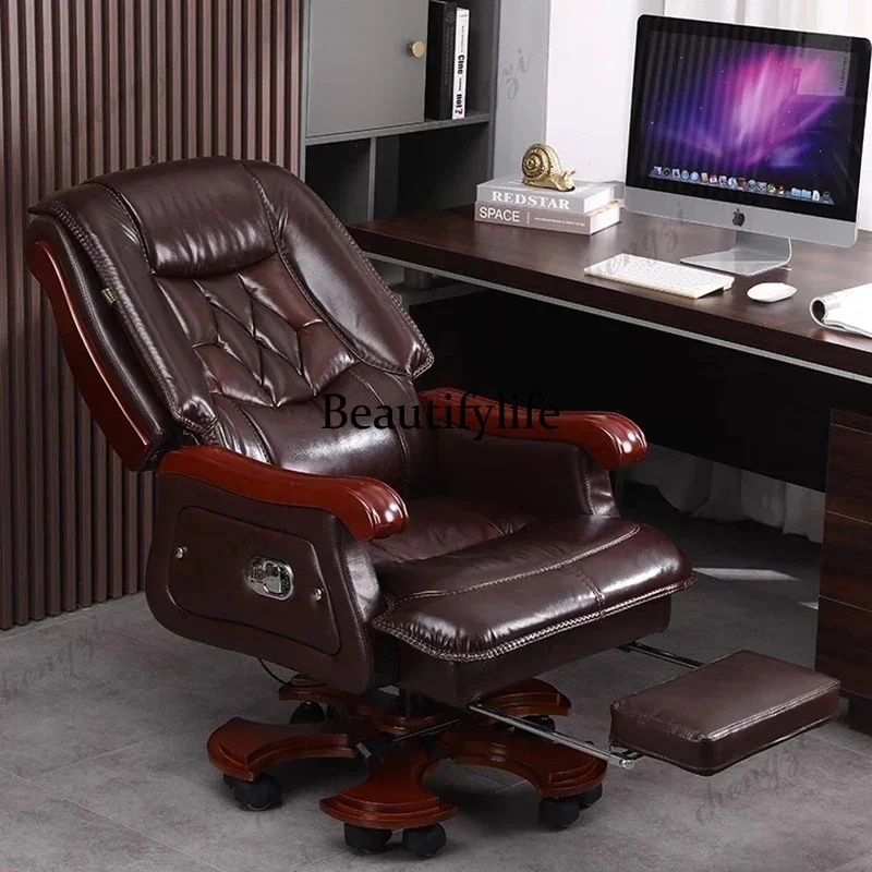 R134 レザーチェア第一層牛革大型ビジネスリクライニングオ - Office Furniture First のレビューと価格