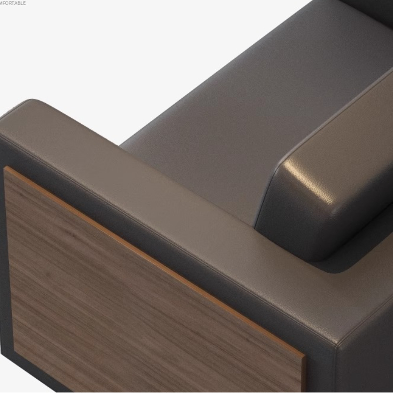 木製牛革オフィスソファ 快適でエレガントなシンプルモダンオフ - Office Furniture Luxury のレビューと価格