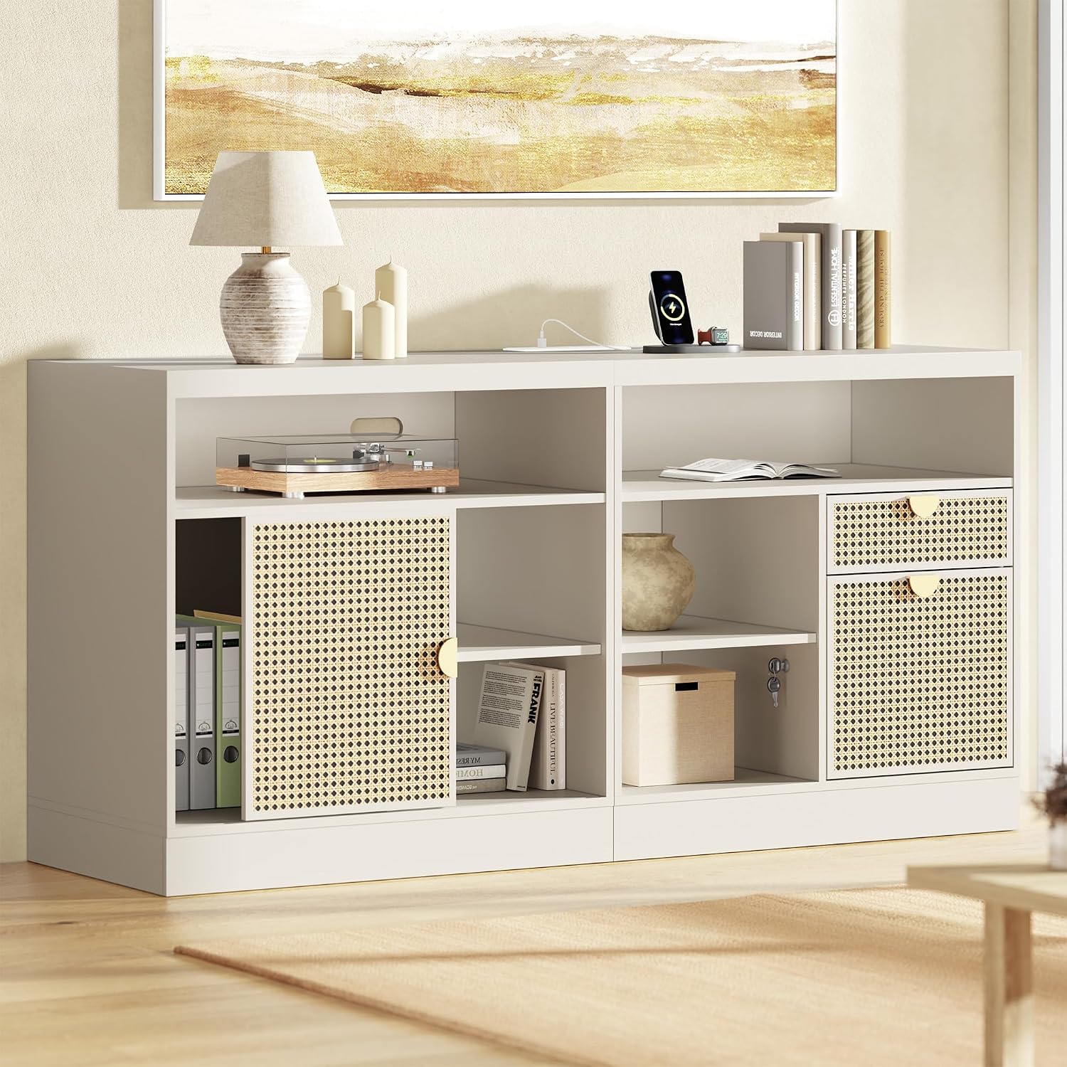 63インチ クレデンツァ 2段引き出し ロック＆コンセント付 - Credenza Office Storage のレビューと価格