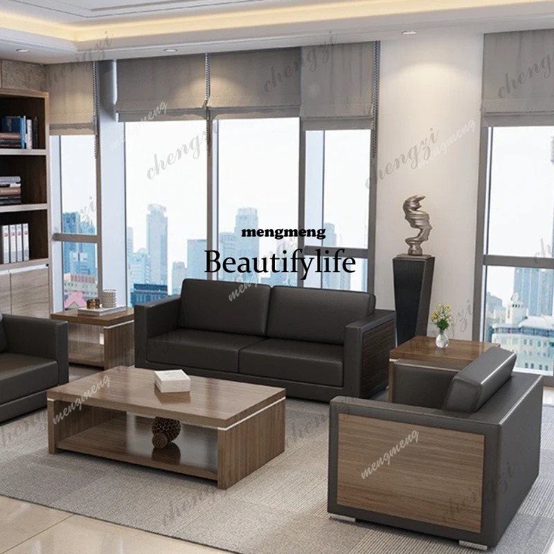 d5556 木製牛革オフィスソファ 快適でエレガントなシンプ - Office Furniture Luxury のレビューと価格
