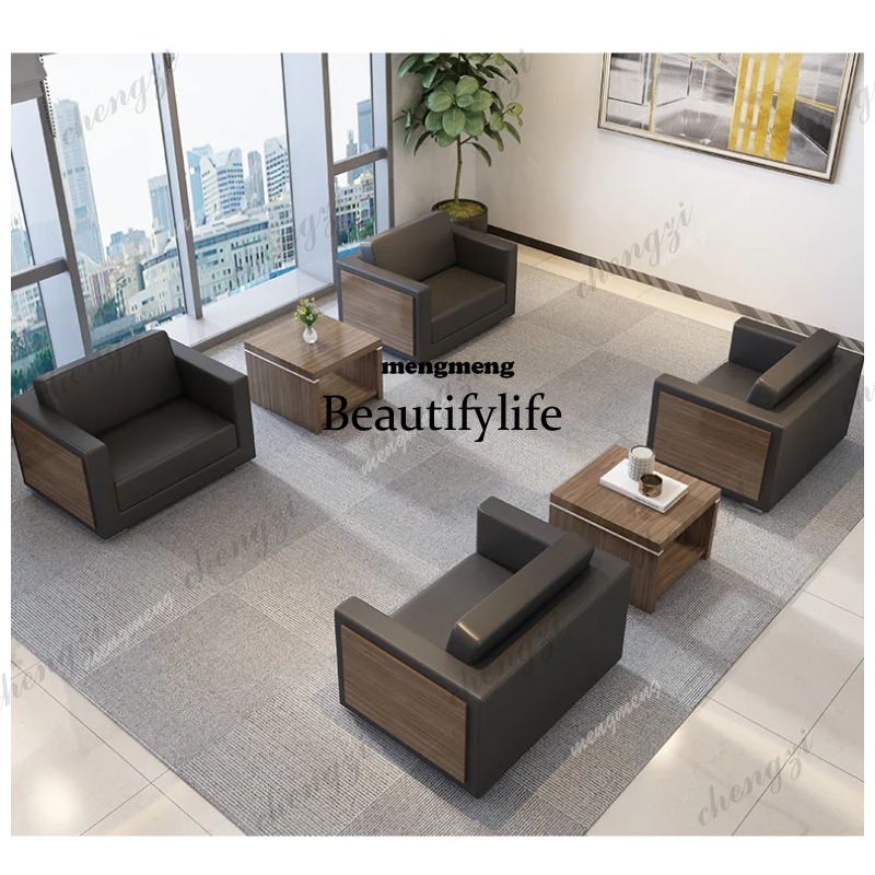 d5556 木製牛革オフィスソファ 快適でエレガントなシンプ - Office Furniture Luxury のレビューと価格